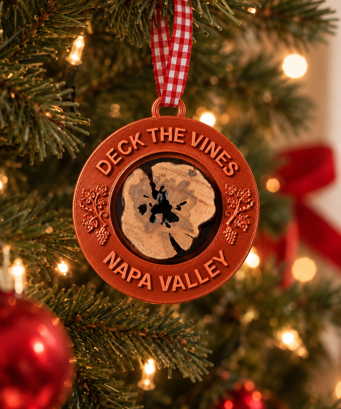 Napa Valley "Deck the Vines" Grapevine Holiday Ornament