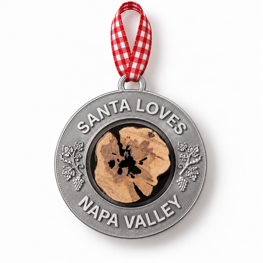 Napa Valley "Santa Loves" Grapevine Holiday Ornament