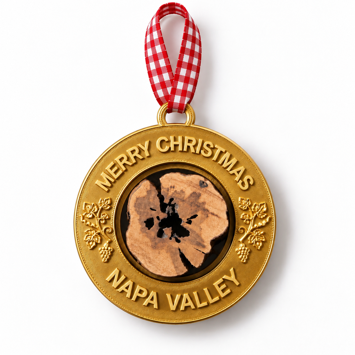 Napa Valley "Merry Christmas" Grapevine Holiday Ornament